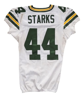 2012 James Starks Game Worn Green Bay Packers Road Breast Cancer Awareness Jersey (PSA/DNA)
